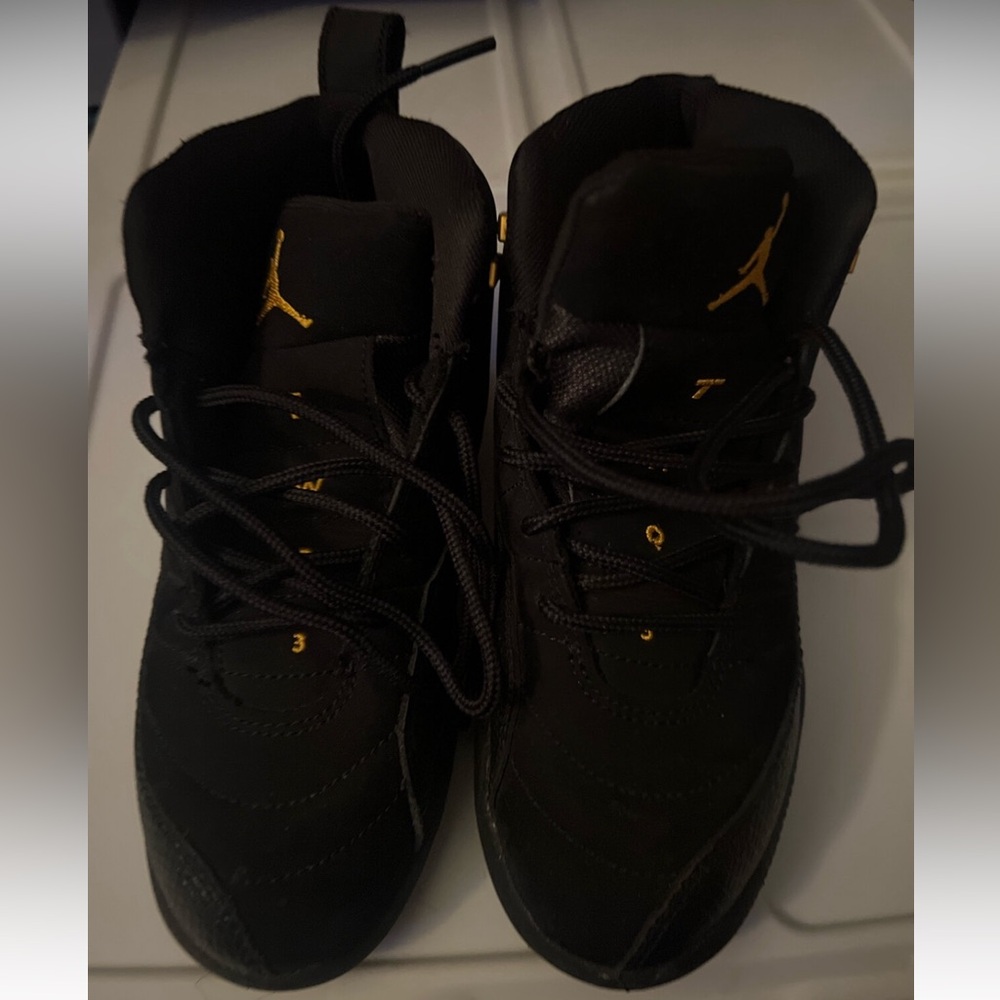 Unisex Kids Air Jordan Retro 12 All Black/Suede